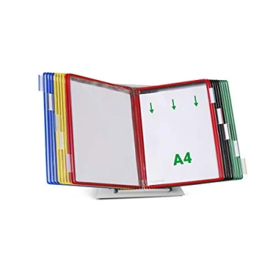 Image of Tarifold Technic Desk Display Stand with 10 Clip on Index Tabs and 20 Pockets A4 Assorted Ref 434209