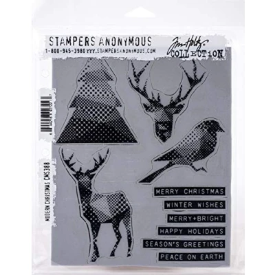 Image of Stampers Anonymous Cling RBBR Stamp Set CMS, Modern Christmas, One Size