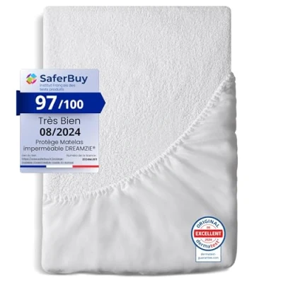 Image of Dreamzie Waterproof Single Mattress Protector (Made in EU and OEKO TEX) Bed 28cm Deep (3ft x 6ft 6&quot;)
