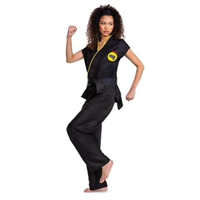 Image of DISGUISE 123789STD 15L Costume, Official Cobra Kai Gi for with Black Belt, Adult Size Fancy Dress, Men, Solid, L XL