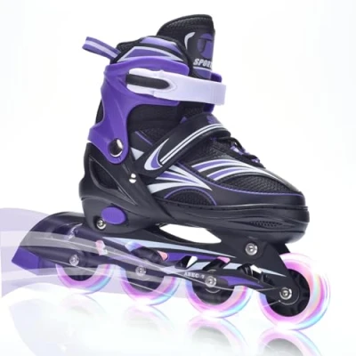 Image of ERNAN Inline Skates,Adjustable Light up Kids Skates, Skates for Boys and Girls,Roller Blades Youth, Beginner (Purple, S)