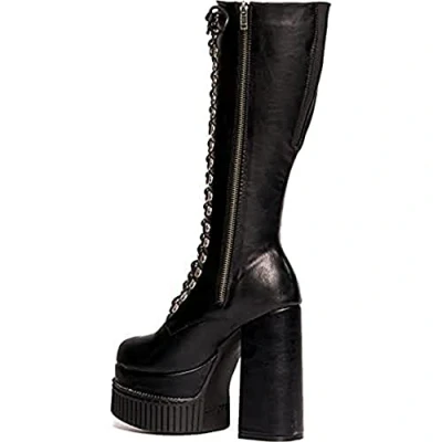 Image of LAMODA Women&#039;s Just Like Me Mid Calf Boot, Black Pu, 8 UK