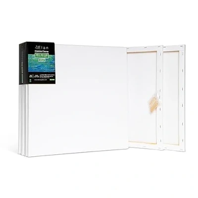 Image of Elan Stretched Canvases 40x40 CM, 6 Pack for Painting Canvas Bulk, Adults Blank Painting, Canvases, Paint Art