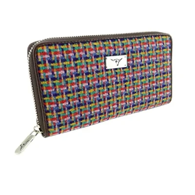 Image of Glen Appin Harris Tweed Large Zip Purse LB2100 Staffa Colour 116 Jazzy Weave
