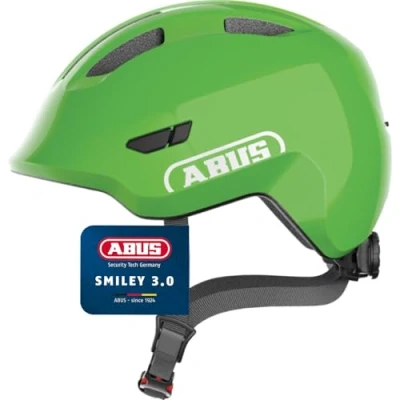 Image of ABUS Smiley 3.0 children&#039;s helmet bike with a low fit, child friendly designs &amp; space for pigtail girls and boys