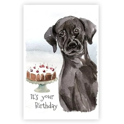 Image of Black Labrador Dog Birthday Card, Greetings Lab Dog..