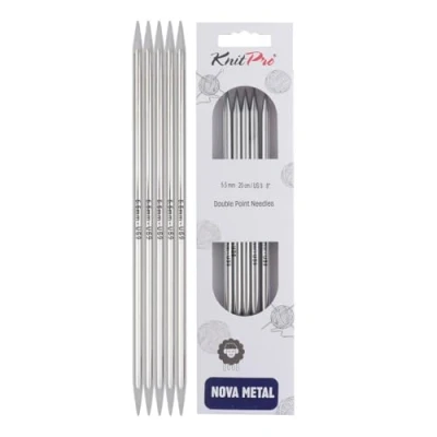 Image of KnitPro 20 cm x 5.5 mm Nova Double Pointed Needles, Silver