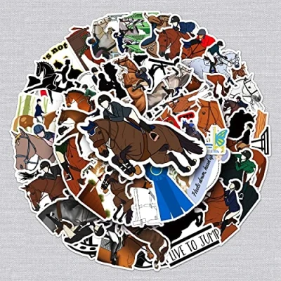 Image of 50 Pcs Horses Stickers for Kids Teens Adults Boys Girls Gift,Stickers Pack Laptop,Skateboard,Luggage,Car,Bike, Cup,Computer,Water Bottle Decor,Equestrian Vinyl Waterproof Sticker Decals