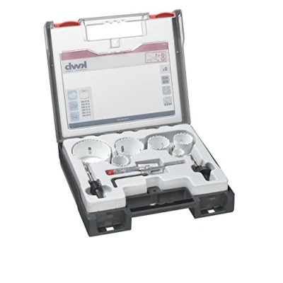 Image of kwb 9 Piece Professional Bi Metal Hole Saw Set, Vario Tooth Design, 8% Cobalt, Includes Voltage Tester, Ø 20, 30, 35, 40, 51 &amp; 68 mm