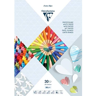 Image of Clairefontaine Ref 97240C White Drawing &amp; Painting Paper (Pack of 30 Sheets) A3 (297 x 420mm) in Size, 160gsm Suitable for Felt Tips Pens