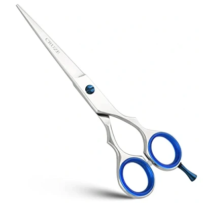 Image of Cruze Professional Hairdressing Scissors for Barbers &amp; Hairdressers 6&quot; Stainless Steel Hair Cutting Men Women (Silver)