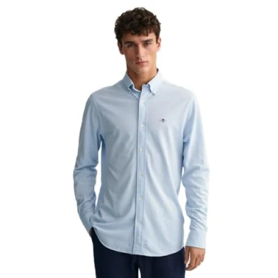 Image of GANT Men&#039;s REG Jersey Pique Shirt, Capri Blue, L