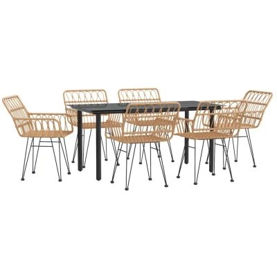 Image of Vidaxl 7 Piece Garden Dining Set Poly Rattan
