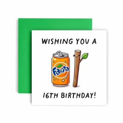 Image of Huxters Funny 16th Fantastick Happy Birthday Card for him Men Milestone Women Her Son Daughter Brother Sister Nephew Niece 14.8cm (16th)