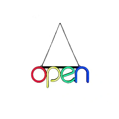 Image of Multicolour &quot; Open Neon Sign, Hanging LED Night Light Shop Signs for Bar, Hotel, Coffee, Restaurant