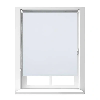 Image of Relaxdays Blackout Blind, Thermal Roller Curtain, No Drill, Attach with Clamps, 100x160cm Length, 96cm Width, PVC, White, 160 x 100 6.5 cm