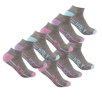 Image of 9 18 Pairs Ladies Sports Ankle Socks Cotton Rich Trainer Sock Running Size 4 8