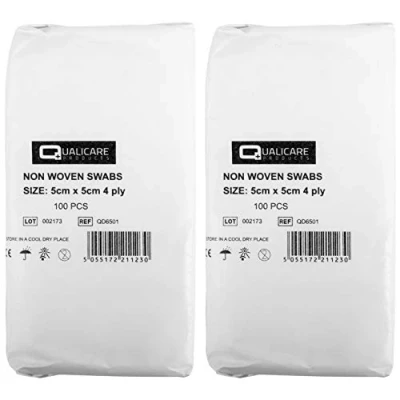 Image of 200x Non Woven First Aid Gauze Swabs 5cm x