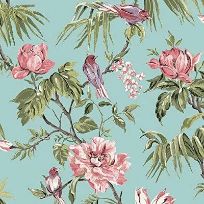 Image of Next Graham &amp; Brown Birds Bloom Duck Egg Wallpaper 118254 Paste The Wall