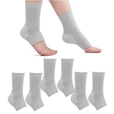 Image of 3 Pairs Bamboo Compression Socks, Anti Fatigue Neuropathy Pain Relief At Bedtime, Ankle Swelling, for Sport Arthritis Relief, Promote Blood Circulation, Gray, One Size