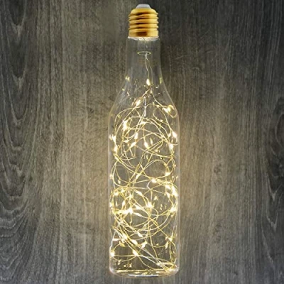 Image of 1w LED Fairy String Decorative Filament Light Bulb E27 Warm White Glass Bottle Festive Festoon Lamp 240v Mains