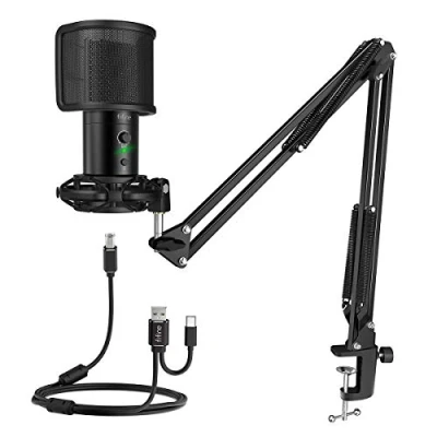 Image of FIFINE USB Gaming Streaming Microphone Kit for PC Computer, Condenser Mic Set with Arm Stand Mute Button &amp; Gain, Studio Bundle Podcast Recording Twitch Discord YouTube Zoom, C A T683