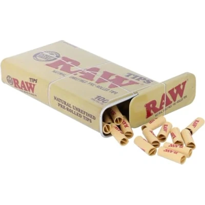 Image of RAW Natural Unrefined Pre Rolled Tips in Tin 100 Per