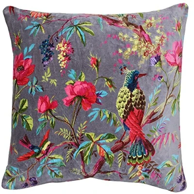 Image of Paoletti Paradise Velvet Feather Filled Cushion Mink Cotton Size 50 cm x