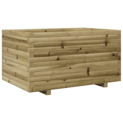 Image of vidaXL Garden Planter Impregnated Pine Wood, Rectangular 90x60x49.5 cm, Outdoor Flower &amp; Plant Holder Brown