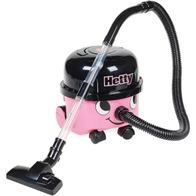 Image of Casdon Henry &amp; Hetty Toys Vacuum Cleaner Pink Toy with Real Function Nozzle Accessories Kids Cleaning Set For Children Aged 3+