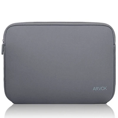 Image of Arvok 15 15.6 16 Inch Laptop Sleeve Multi Color Size Choices Case/Water Resistant Neoprene Notebook Computer Pocket Tablet Briefcase Carrying Bag/Pouch Skin Cover for HP/Dell/Lenovo/Asus/Acer Grey