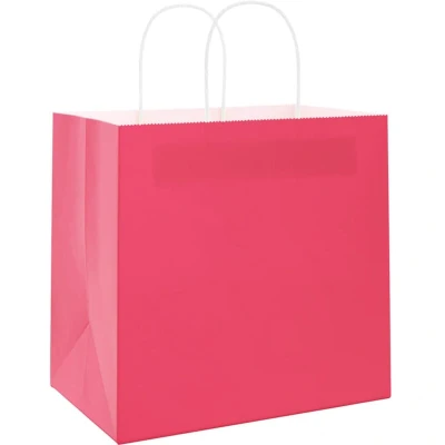 Image of vidaXL Paper Bags 250 pcs with Handles Pink 54x15x49 cm