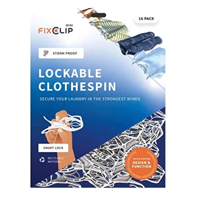 Image of FIXCLIP MINI 16 PACK Probably the worlds strongest clothespin Lockable &amp; storm proof Never lose your laundry again!