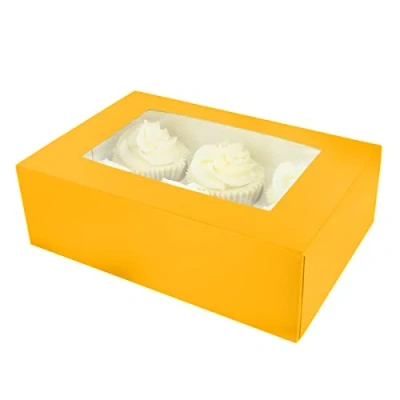 Image of CULPITT 6/12 Cupcake Box, 20 Pack, Boxes to Carry Tasty Treats, Includes Dual Insert for 6 Standard Cupcakes or 12 Mini Brights Sunflower