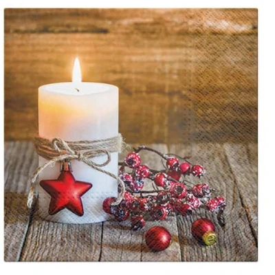 Image of 3 PLY Traditional Xmas Tissue Paper Napkins 33cm x Serviettes Pack of 20 (Christmas Light)