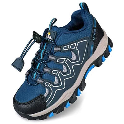 Image of UOVO Boys Trainers Kids Walking Shoes Low Top Sneakers Children Waterproof Trekking Hiking Footwear Running Gray Green Size 5 UK