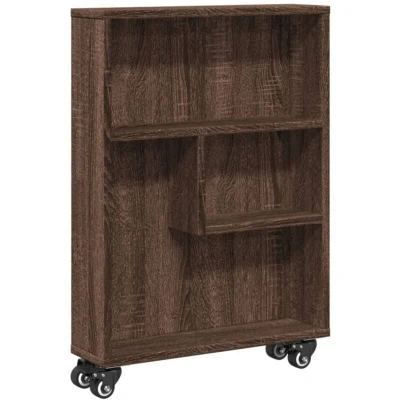 Image of vidaXL Narrow Storage Trolley Brown Oak 48x13x68 cm Engineered Wood