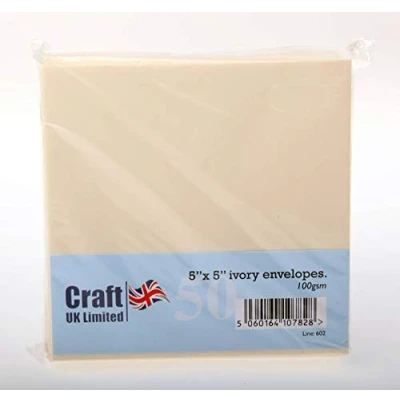 Image of Craft UK 602 5x5 (130 X 130) Ivory 100 GSM Envelopes (50 Pack)