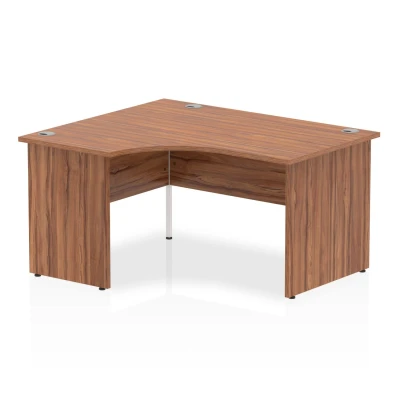 Image of Impulse 1400mm Left Crescent Desk Walnut Top Panel End Leg