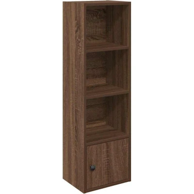Image of vidaXL Brown Bookcase/Bookshelf/Cabinet Engineered Wood 31x24x102 cm with Shelves and Doors for Living Room/Office