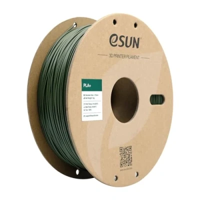 Image of eSUN PLA+ Filament 1.75mm, Enhanced Toughness 3D Printer PLA Plus, Dimensional Accuracy +/ 0.03mm, 1KG Spool (2.2 LBS) Printing for Printers, Olive Green