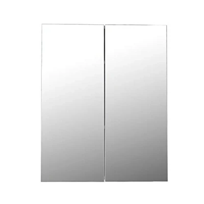 Image of Homcom Wall Mount Mirror Cabinet Wood Bathroom Storage Shelf Double Door Cupboard Adjustable (60Wx15Dx75H (cm))