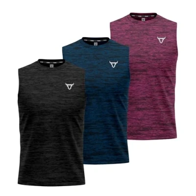 Image of 3 Pack Running Muscle Sleeveless Tank Top for Men Dry Fit Workout Tops Shirts Training Bodybuilding Vests