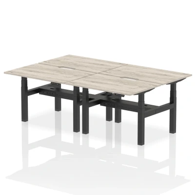 Image of Air B2B 1200x800 Adjustable 4P Bench Desk Scalloped Grey Oak/Black