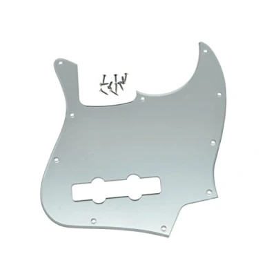 Image of KAISH 4 String J Bass Style Pickguard Pick Guard Scratch Plate for Jazz made in USA/Mexico Silver Mirror