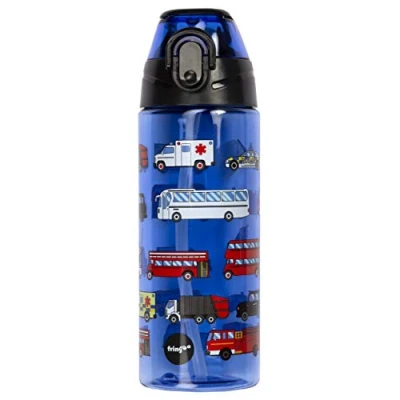 Image of Fringoo 600ml Kids Water Bottle with Straw &amp; Fliptop Lock 100% Leakproof BPA Free for School Traffic Jam