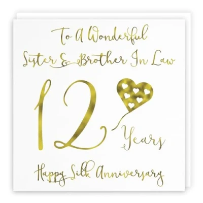 Image of Hunts England Sister And Brother In Law 12th Anniversary Card To A Wonderful &amp; 12 Years Happy Silk Milano Collection
