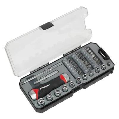 Image of Sealey Premier Fine Tooth Ratchet Screwdriver Socket &amp; Bit Set 38pc