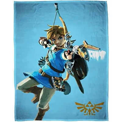 Image of the Legend of Zelda Arrow Blue 160 x 200 cm Super Soft Flannel Blanket Cuddly Sofa Coral Fleece Hyrule Triforce Links Awakening Breath Wild Pass for Bedding