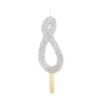 Image of PME Silver Glitter Number Candle 8